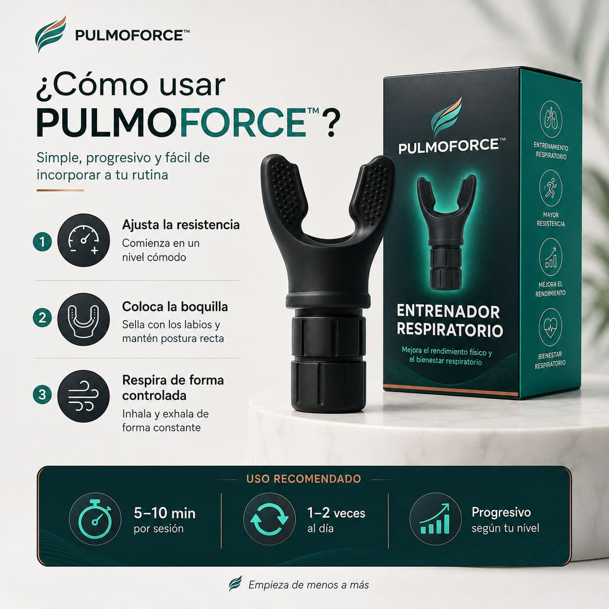 PULMOFORCE - Entrenador Respiratorio - Mejora en 14 dias